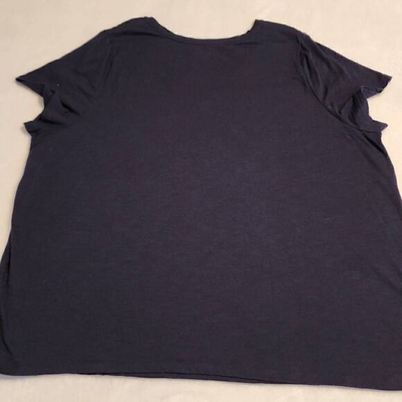 Ava  & Viv  Women's Plus Size V Neck Short Sleeve Navy Blue Tshirt Size 4X - Picture 7 of 9